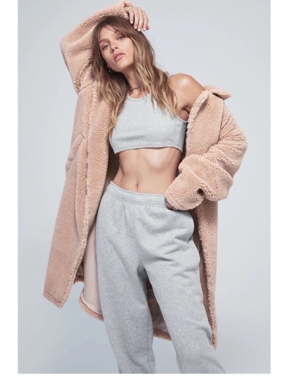 ALO YOGA Oversized Sherpa Trench Jacket - Dusty Pink XXS